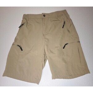 Pudolla Mens Medium Beige Lightweight Sports Hiking Shorts Elastic Waist